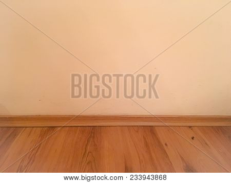 Room Wood Floor Perspective, Grunge Pastel Painted Concrete Wall And Wooden Laminate Planks Grou. Ol