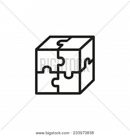 Line Icon Of Cube Puzzle. Plan, Strategy, Creativity. Solution Concept. Can Be Used For Topics Like 