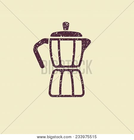 Geyser Coffee Maker. Flat Vector Icon In Grunge Style