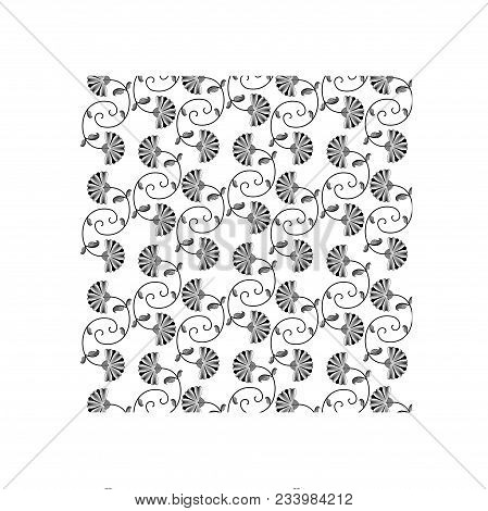 Vector Template Flower. Botanical Seamless Texture, Detailed Illustrations Of Flowers. All Elements 