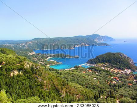 Beautiful Beach And Boat In Paleokastritsa, Corfu Island, Greece