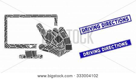 Mosaic Screen Point Icon And Rectangle Seal Stamps. Flat Vector Screen Point Mosaic Pictogram Of Sca