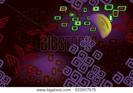 Abstract Image Of Moon In The Style Of Ancient Indians. Seamless Pattern. Eps10 Vector Illustration.