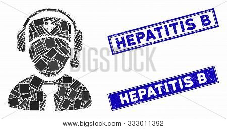 Mosaic Medical Call Center Pictogram And Rectangle Rubber Prints. Flat Vector Medical Call Center Mo
