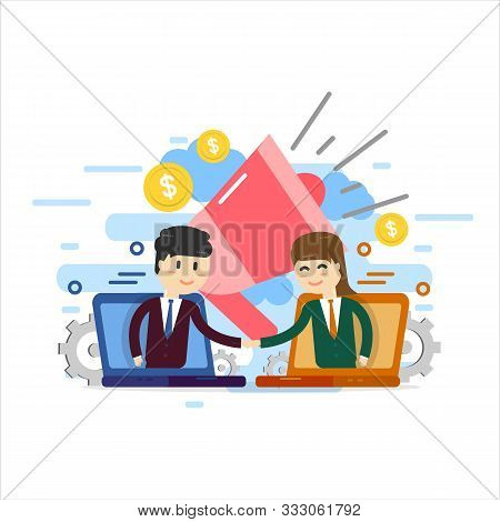 Digital Media Campaign With Elements. Maketing Concept