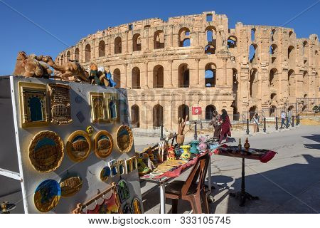 Roman Amphitheater Of El Jem On Tunisia, Unesco World Heritage
