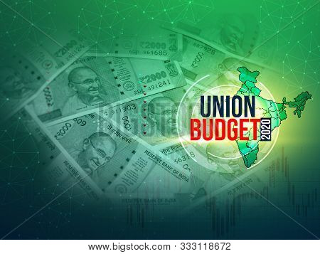 India Union Budget, India Economic Background, Green Color, Illustration