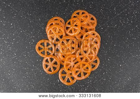 Pile Of Dehydrated Orange Wagonwheel Duros Duritos Food