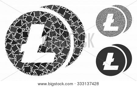 Litecoins Composition Of Unequal Items In Variable Sizes And Shades, Based On Litecoins Icon. Vector