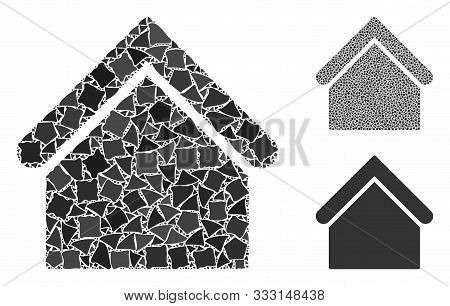 Base Building Composition Of Abrupt Pieces In Various Sizes And Shades, Based On Base Building Icon.