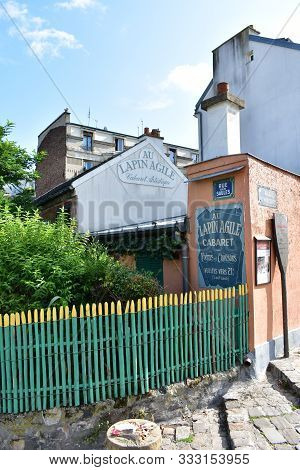 Paris, France. August 12, 2019. Famous Au Lapin Agile, The Oldest Cabaret In The City Located At Mon
