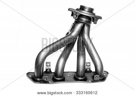 New Car Exhaust Manifold On A White Background