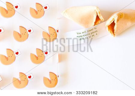 Fortune Cookie With Piece Of Paper On Which Is Positive Aphorism And Phone Case In This Design On Wh