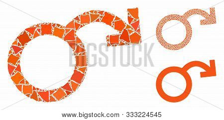 Impotence Mosaic Of Rugged Pieces In Different Sizes And Shades, Based On Impotence Icon. Vector Irr
