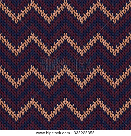 Trendy Chevron Stripes Knitted Texture Geometric Vector Seamless. Rug Knit Tricot  Fabric Print. Nor