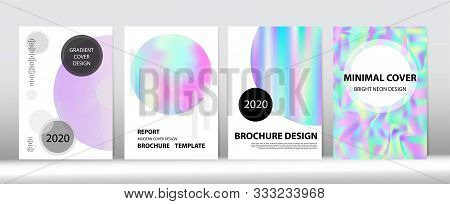 Holographic Gradient Vector Background. Fluorescent Gradient Overlay Holograph Defocused Cover.  Flu