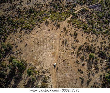 Truck On A Dirt Road In Klamath County, Oregon