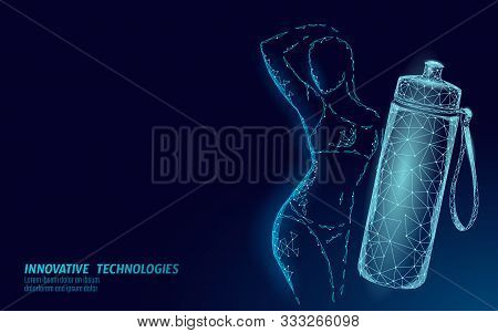 Water Aqua Bottle Athletic Woman Rehydration Concept. Health Care Against Dehydration Isotonic Elect