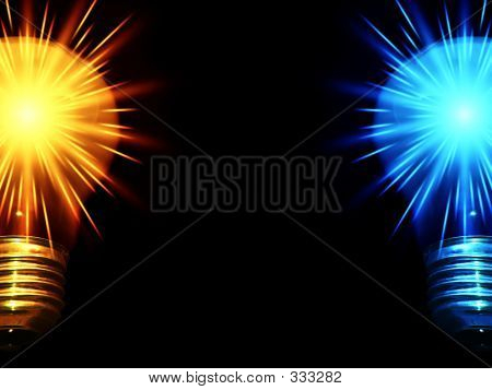 Две блестящие лампочки половину