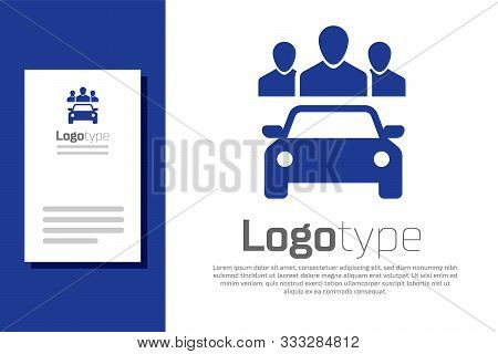 Blue Car Sharing With Group Of People Icon Isolated On White Background. Carsharing Sign. Transport 