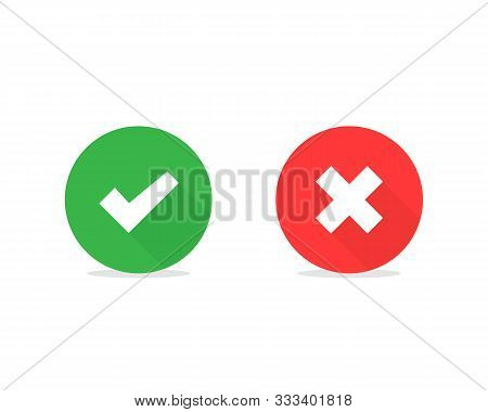 Checkmark Cross Vector Symbol On White Background. Yes No Or Accepted Not Accepted Symbol. Green And