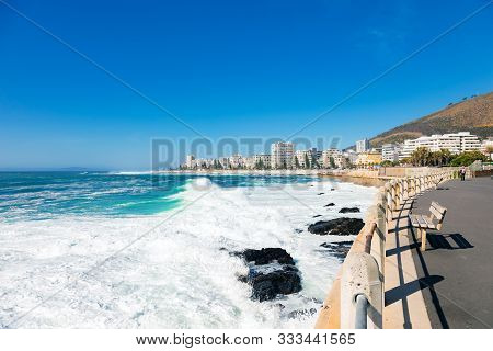 View Of Sea Point Promenade On The Atlantic Seaboard Of Cape Town South Africa