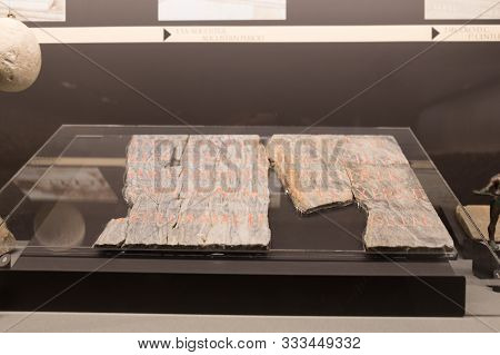 Italy, Brescia - December 24 2017: The View Of The Ancient Fragment In Republican Sanctuary In Capit