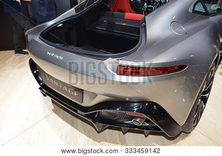 Geneva, Switzerland, March 06-2018: Aston Martin Vantage At Gims