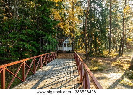 Kotka, Finland - 15 October 2019: Orthodox Chapel In Emperor Alexander Lll Fishing Lodge Langinkoski