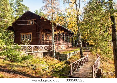 Kotka, Finland - 15 October 2019: Emperor Alexander Lll Fishing Lodge Langinkoski.