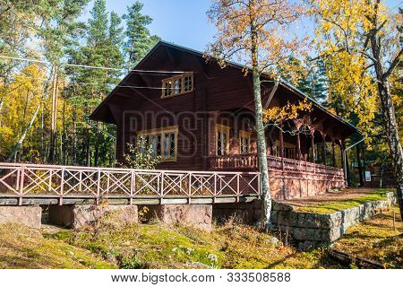 Kotka, Finland - 15 October 2019: Emperor Alexander Lll Fishing Lodge Langinkoski.