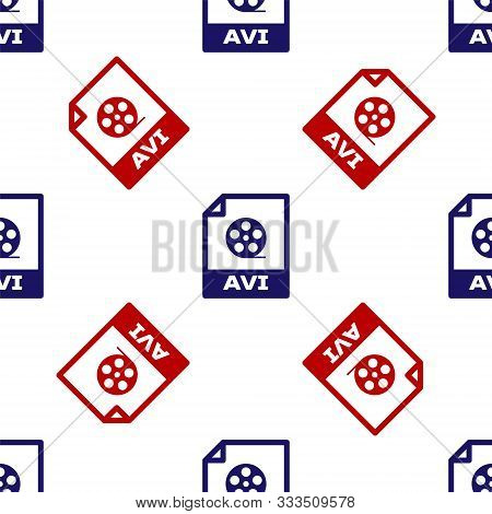 Blue And Red Avi File Document. Download Avi Button Icon Isolated Seamless Pattern On White Backgrou