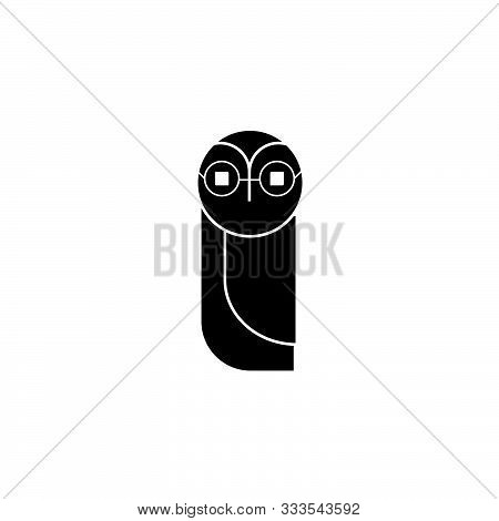 Black Wise Owl Logo Mascot With Glasses