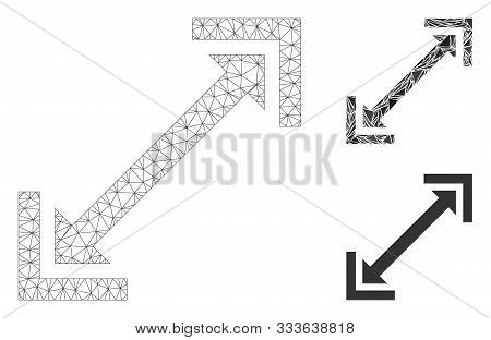 Mesh Scalability Model With Triangle Mosaic Icon. Wire Frame Triangular Mesh Of Scalability. Vector 