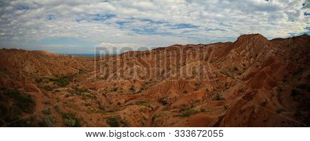 Panorama Of Skazka Aka Fairytale Canyon ,tosor , Issyk-kul, Kyrgyzstan