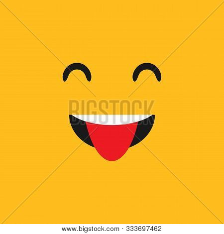 Emoji Showing Tongue On A Yellow Background. Vector Eps 10