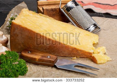Cheese Collection, Aged Maniva Cheese From Alpine Valleys Near Mount Maniva, North Italy