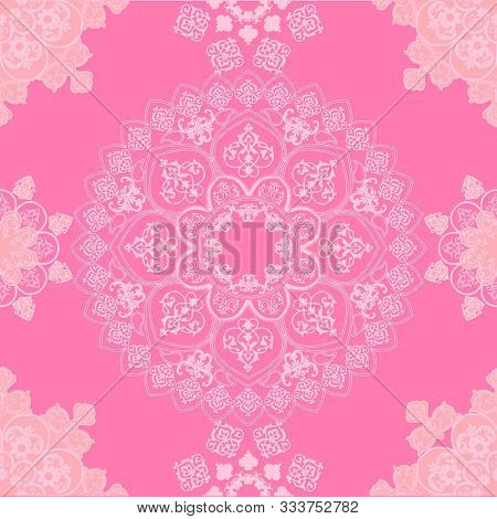 Oriental Patterns In Ornaments Of Round Symmetrical Weaves On A Separate Background.