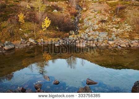 Beautiful Summer Day Landscape Abandoned Artnature Coastal Defense North Teriberka, Barents Sea View