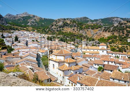 Route Of White Andalusian Villages, Small Town Grazalema Located In Sierra De Grazalema, Andalusia, 