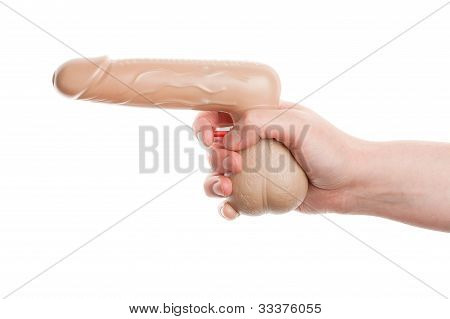 Hand Holding Penis Shape Water Pistol