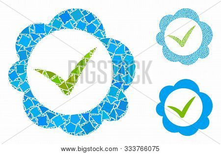 Approved Stamp Composition Of Raggy Elements In Various Sizes And Color Tones, Based On Approved Sta
