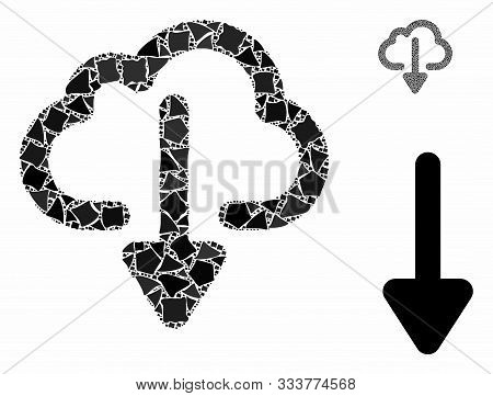 Cloud Download Mosaic Of Rough Items In Variable Sizes And Shades, Based On Cloud Download Icon. Vec