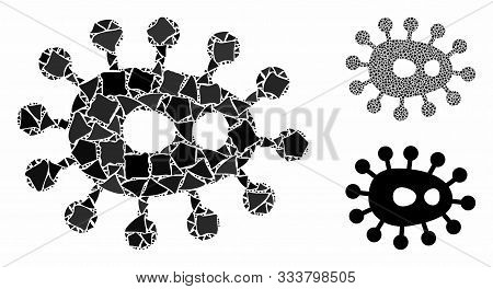 Microbe Composition Of Joggly Items In Variable Sizes And Color Hues, Based On Microbe Icon. Vector 