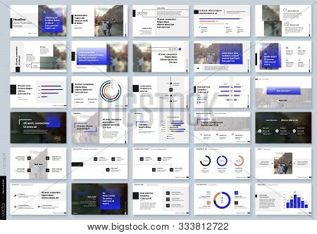 Blue Presentation Templates Elements On A White Background. Vector Infographics. Use In Presentation