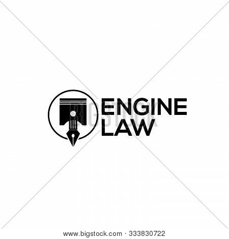 Engine Law With Piston And Pen Illustration