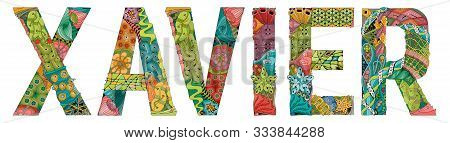Male Name Xavier. Vector Decorative Zentangle Object