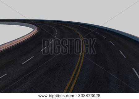 The Empty Asphalt Road With White Background, 3D Rendering.