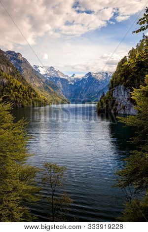 Konigssee Idyllic Alpine Lake In Berchtesgaden, Bavaria, Germany