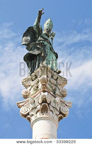 Oronzo sloup sv. Lecce. Puglia. Itálie.